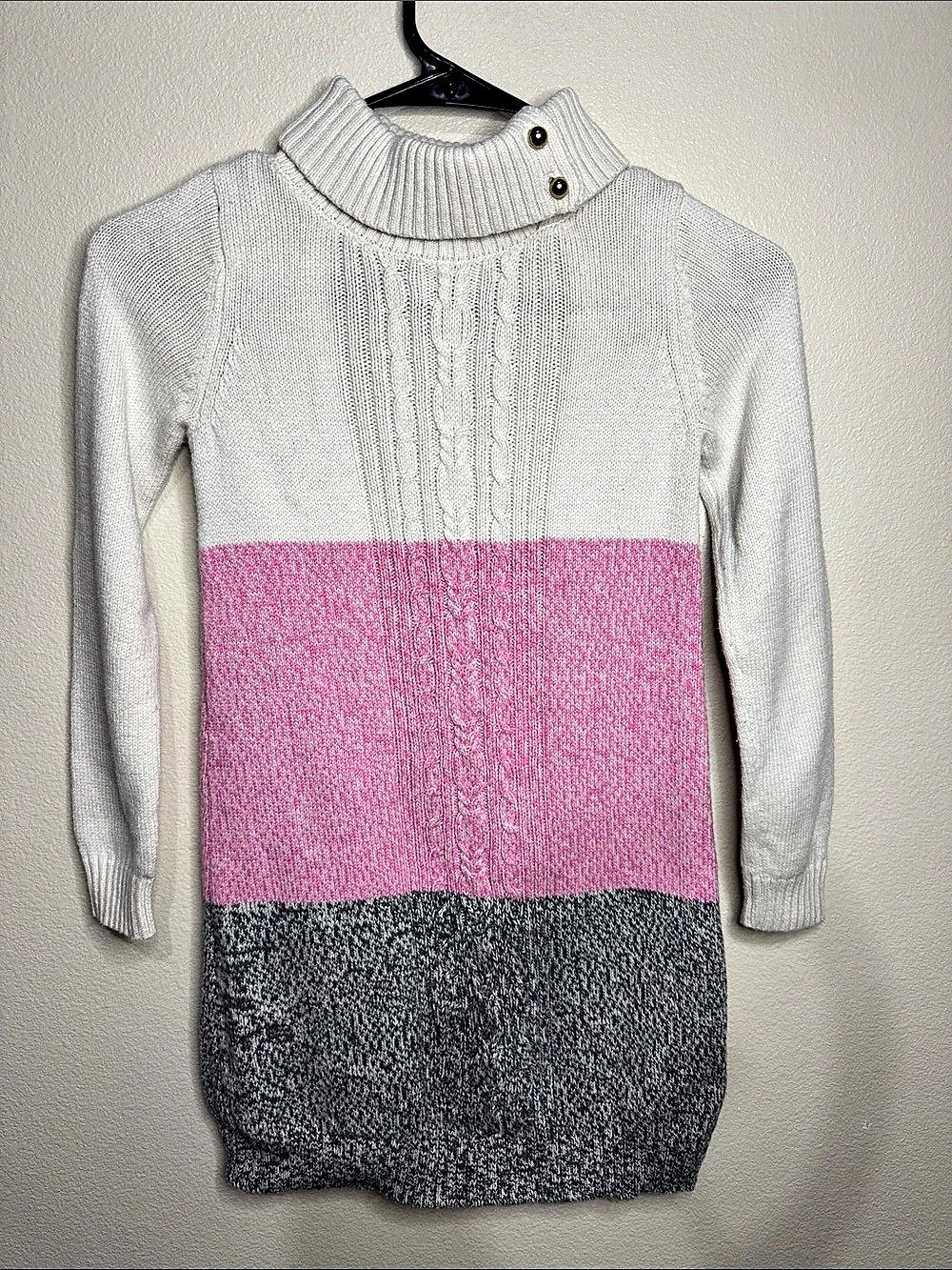 Jane & Jack Color Block Sweater Dress in White & Pink Size 10